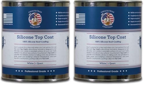 Countryman Coatings - 100% Silicone Roof Coating Restore Your Roof in a Day Seal Leaks, Cracks, Seams, Penetrations Adheres to All Surfaces (1 Quart, White) (Pack of 2)