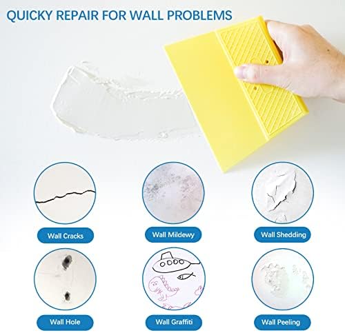 Drywall Repair Kit,Drywall Hole Patch Repair Kit to Fix Wall Surface Holes and Creak Damage with White Repair Putty 17OZ,8PCS Aluminum Repair Patchs,Scraper,Sanding Pad Fill Quick and Easy Solution