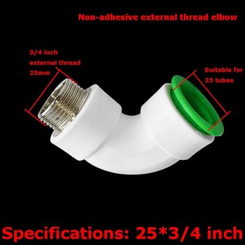 PVC Self-Adhesive Male Threaded Elbow, Plastic Quick-Connect Water Pipe Repair Fitting 20mm to 32mm with 1/2" to 1" Threads