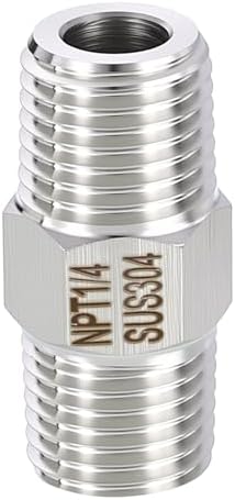 METALLIXITY 1PCS 1/4" MNPT x 1/4" MNPT Thread SUS304 Hex Nipple Adapter | Male Straight Extension Adapters, 304 Stainless Steel Pipe Fittings for Water Line, Tub Spout/Shower Head