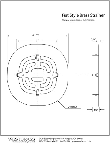 Westbrass A316-26 4-1/2" OD Brass Snap-in Shower Strainer Grid Drain Cover, Polished Chrome