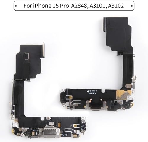 for iPhone 15 Pro Lightning Charging Port Replacement USB Dock Connector Flex Cable Assembly with Waterproof Tape Tool Kit for A2848 A3101 A3102 A3104(Natural Titanium)