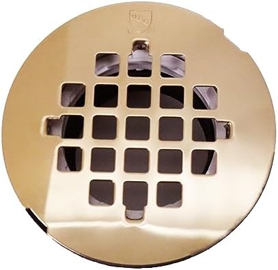 Westbrass D206P-5-01 2" No-Caulk PVC Compression Shower Drain with 4-1/4" Round Grid Cover, Polished Brass (5-Pack)