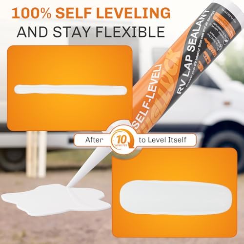 WELLUCK 12PC Self Leveling RV Roof Sealant Lap for RV Roofs, White Flexible Repair Caulking Rubber Epdm Sealant for Camper Motorhomes Trailers, Secure Odorless Waterproof & UV All Weather Adhesive