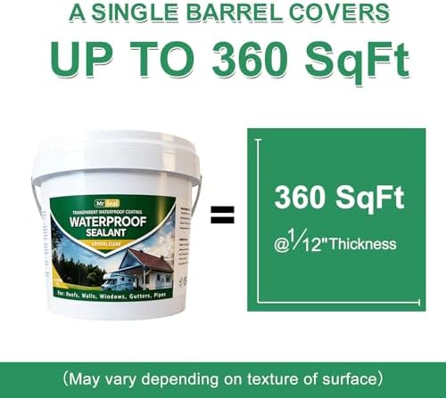 Clear Waterproof Sealant, Water-Based Transparent Waterproofer (1.3 Gal)
