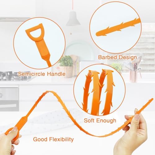Drain Clog Remover, 25.2inch Flexible Long Pipe Snake Hair Clogs Catcher Cleaner Tool for Toilet, Kitchen Sink, Bathroom Tub, Sewer Drain