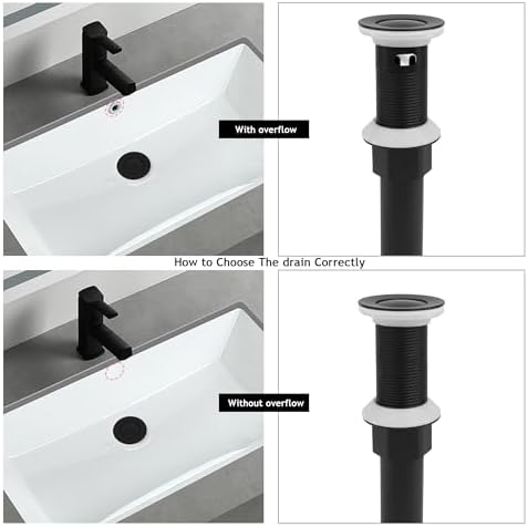 Bathroom Sink Drain,Drain Stopper Bathroom Sink Without Overflow,Small Cap Pop Up Drain Assembly with Detachable Strainer Basket,Built-in Anti-Clogging, Stainless Steel Nut Matte Black