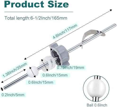 Lavatory Pop-Up Center Piece Assembly,Pop-Up Drain Repair Kit,Fits Most Popular Brands,Replacement Bathroom Sink Pivot Rod,15MM Ball, Chrome（2PCS）