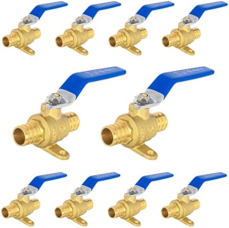 10 PCS Foskan 1/4" Turn PEX Crimp Ball Valves, 3/4"Drop Ear Shut-off Valve