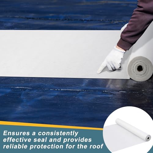 Contouring Polyester Roof Reinforcement Fabric White, 6 in x 324 ft Elastomeric Roof Coating, Roofing Tool and Fabric Sealer to Reinforce Strength for Roofs