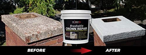 ChimneyRx 300014 Brushable Chimney Crown Repair – Elastomeric & Waterproof Coating for Crowns & Masonry - Fast-Setting & Long-Lasting Protection Crack & Leak Prevention - 1 Gallon