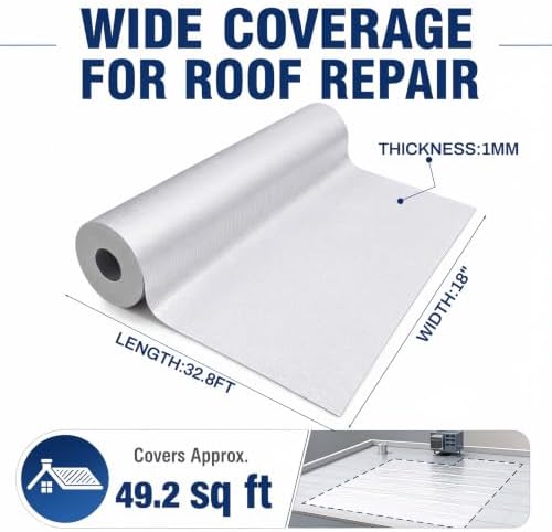 Gueevin 18 Inch X 32.8 Feet Self Stick Roll Roofing, Aluminum Flashing