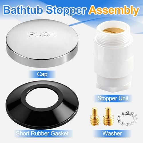 2 Sets Tub Stopper Bathtub Drain Stopper with 3/8'' and 5/16'' Thread Studs Adapter, Bathroom Tub Drain Stopper Compatible with K-1068204 (Chrome Cover)