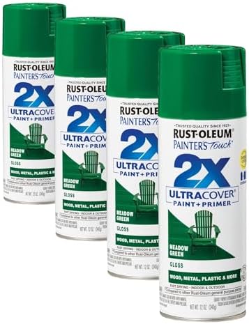 Rust-Oleum 334039 Painter's Touch 2X Ultra Cover Spray Paint, 12 oz, Gloss Meadow Green (Pack of 4)