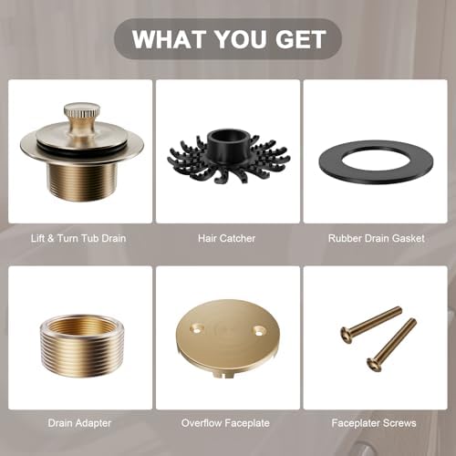 Bathtub Drain Stopper & Two-Hole Overflow Kit, Tub Drain Hair Catcher