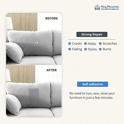 KING MOUNTAIN Canvas Repair Patch 9 x11 Inch 2 Pcs Self-Adhesive Waterproof Fabric Patch for Sofas, Tents, Furniture,Tote Bags, Car Seats (White1.0)