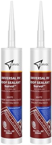 SURVOL RV Roof Sealant, Self-Leveling Lap Sealant - White, 2-Pack, Window, Skylight & Camper Repair, Vertical Surface Caulking