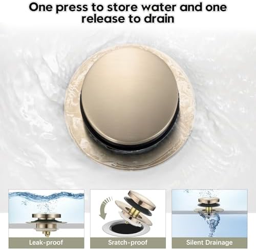 Universal Bathtub Stopper, Pop Up Bath Tub Drain Stoppers, EZ Install Bathtub Drain Replacement Trim Kit, Replaces Lift and Turn, Tip-Toe and Trip Lever Drains for Tub((Brushed Nickel)