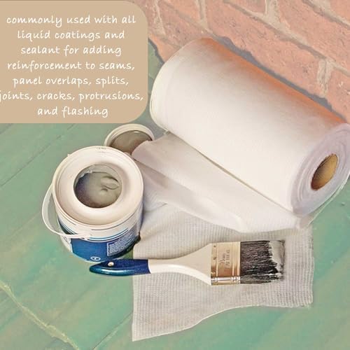 Coating Paint Partner 6 Inch X 75 Feet Waterproof Polyester reinforcing Soft Fabric Membrane to fix leaks Repair for RVS,Trailer,Shower,Wall,Roofs,Bathroom,Vent,Foundation,Pond