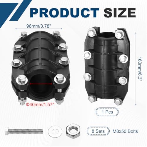 HDPE Pipe Repair Clamp for 1-1/2" Pipe OD, Emergency Pipe Repair Kit