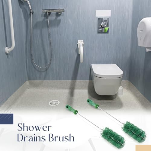 Baderke 2 Pcs Drain Brush Pipe Cleaning Tube Brush, Green, 19.7 x 2.4 Inch