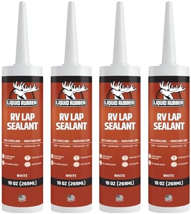 Liquid Rubber RV Roof Coating - Solar Reflective Sealant - 1qt EPDM Primer, 4 Tube of Lap Sealant