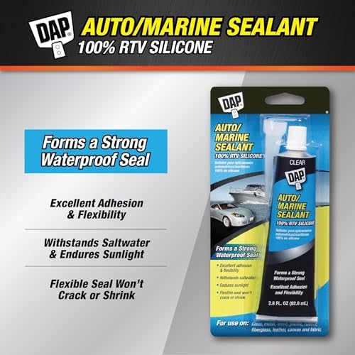 Dap 00694 2.8-Ounce Silicone Rubber Auto/Marine Sealant, Clear