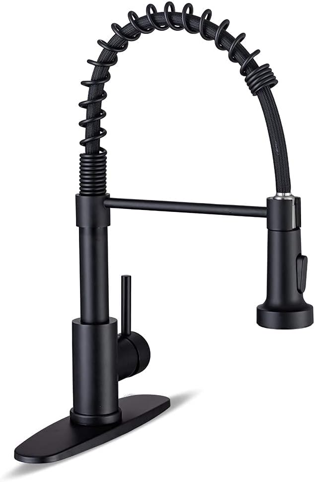 WEWE Black Kitchen Faucet, 2-Mode Sprayer, High Arc Bar Sink Faucet