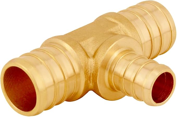 Uenede Brass 3/4 to 1/2 Inch PEX Coupling Crimp Pipe Tube Fitting Kit 15PCS | PEX-B LF Reducer Connector Straight*5 + Elbow*5 + Tee*5