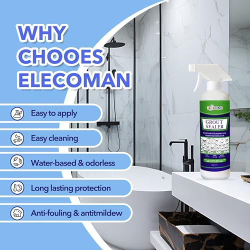 17.6 OZ Heavy Duty Pro Strength Grout Sealer Spray for Tile, Marble, Floors, Bathroom Showers and Countertops. Clear Protector Formula – Penetrating Sealant Offers Superior Waterproof Protection