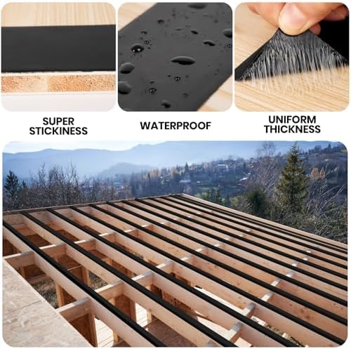 ADHES Deck Joist Tape, 8" x 16', 4 Rolls Weather Resistance & Waterproof | Butyl Joist Tape for Decking, Deck Flashing Tape, Ideal for Wood Decks Beams Roof, Outdoor Construction Use