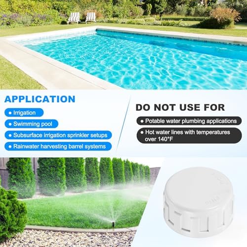 M METERXITY 4-Pack PVC Pipe End Cap Plug Adapter 1 in, Female Thread | White, Water End Cap Connector, Inner Teeth Pipe Plugs, for Outside Lawn, Yard/Watering Irrigation Systems