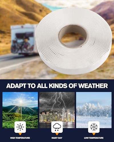 X-Haibei Butyl Seal Tape RV 1/8" X 1" X 30' White, RV Butyl Rubber Sealant Tape,Leak Proof Putty Tape for RV Repair, Window Sealing, Boat Sealing, Glass and EDPM Rubber Roof Patching
