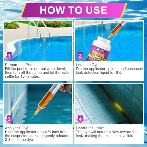 Yellow Pool Leak Detection Dye Kit, Strong Fluorescence Effect,100ML