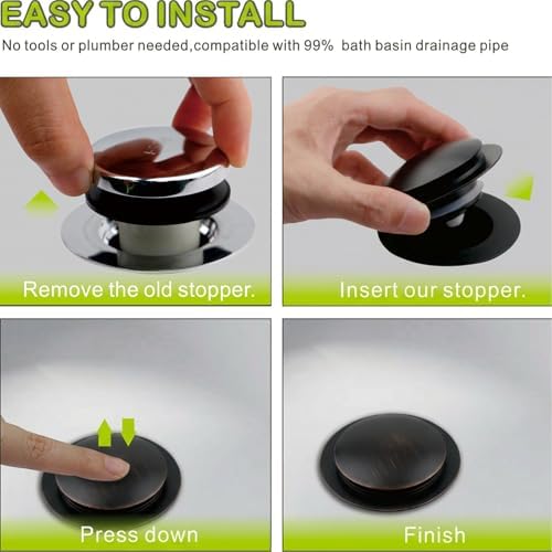 Bathtub Drain Stopper Pop Up Universal - Bronze Replacement Seal