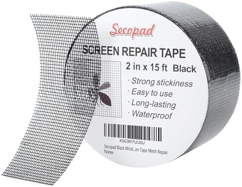 Secopad 2" x 180" (15FT) Screen Repair Tape, Screen Repair Kit, Black