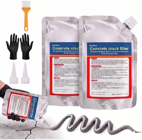 Concrete Crack Filler Self-Leveling Waterproof sealant 2-Pack (2.21 lb), High Elasticity Repair Sealant Caulk for Driveway, Patio & Outdoor Concrete Joint Repair