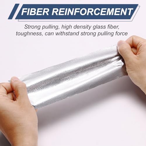 Fiberglass Aluminum Foil Tape 3 Inch x 66 Feet (5.9mil) – Heavy Duty HVAC Metal Tape,High Temp Waterproof Insulation Adhesive for Ductwork, Furnace, Dryer Vent, AC, Pipe Sealing & Repair