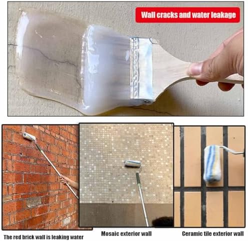 Invisible Waterproof Agent with Brush 300g Transparent Repairing Liquid Leak-Proof Sealant Glue Adhesive Clear Super Strong Adhesive Coating for Exterior Wall Cracks Tile Walls Toilet Leaks Etc