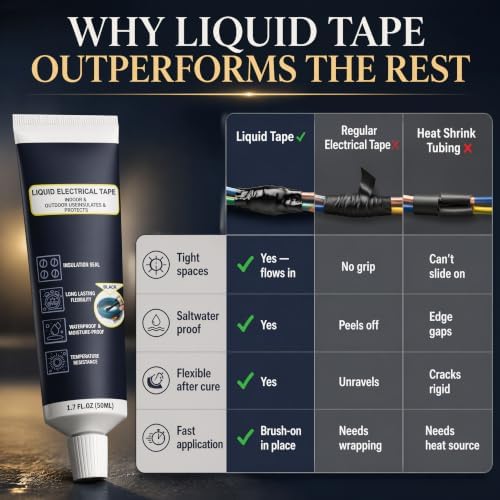 Liquid Electrical Tape Waterproof Insulation Brush-On Marine Auto 1,7oz