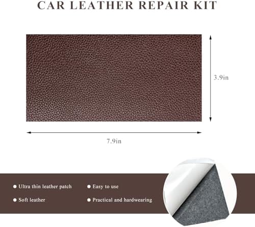 2 PCS Leather Repair Patch Tape, 4 x 8 Inch Waterproof PU Leather Repair Tape for Car Seat, Self-Adhesive Patch Kit for Repairing Couch Chairs Furniture, Car Accessories (Dark Brown)