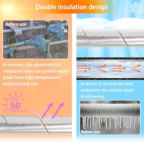 Pipe Insulation Wrap-2" X 33 ft Pipe Wrap Insulation Self-Adhesive Aluminum Foil Water Pipe Insulation Is Used For Anti-Freezing Protection Of Outdoor Water Pipes In Winter To Reduce Heat Loss