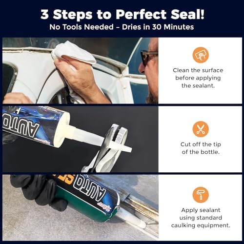 Seam Sealer Automotive-Professional Grade High Strength Waterproof Adhesive for Truck,Marine,Auto Body Repair, Rust & Leak Prevention-Quick Paintable Sealant for Metal,Plastic,RV Roof Sealant White