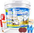 RV Roof Coating 1 Gallon – Self-Leveling RV Roof Sealant Waterproof for Camper, Motorhome & Trailer, Flexible Membrane for EPDM/TPO/Fiberglass/Aluminum Roofs, Solar Reflective White Finish