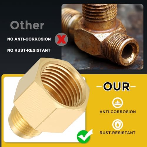 METALLIXITY 1PCS 1/4" FNPT x 1/4" MNPT Thread Brass Hex Extension Adapters | Brass Pipe Fittings, Female to Male Adapters for Water Line, Tub Spout/Shower Head
