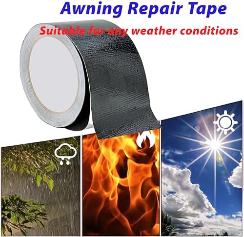 WaterproofRepair Tape for Fabric, 3.1IN x24.6FT Outdoor Repair-Black | For RV Roof, Tarp, Tent, Sail and Boat Cover Outdoor Repair Patch, Multipurpose Awning Repair Tape