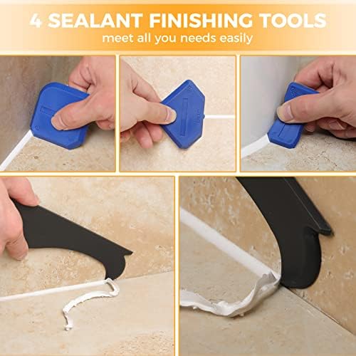 Saker Silicone Caulking Tool 3-in-1 Grout Removal Tool Kit Black Blue