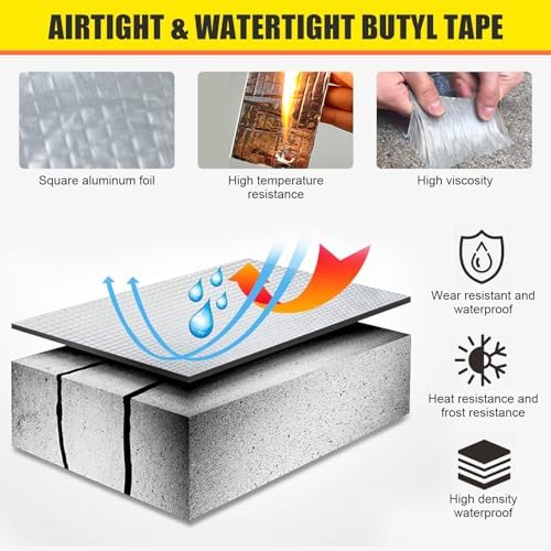 Butyl Tape, Waterproof RV Sealant Tape Butyl Rubber UV-Resistant Roofing Tape for Camper Marine Boat Truck Window Glass Roof Leak Patching Pipe Sealing (32.8ft x 7.87in)
