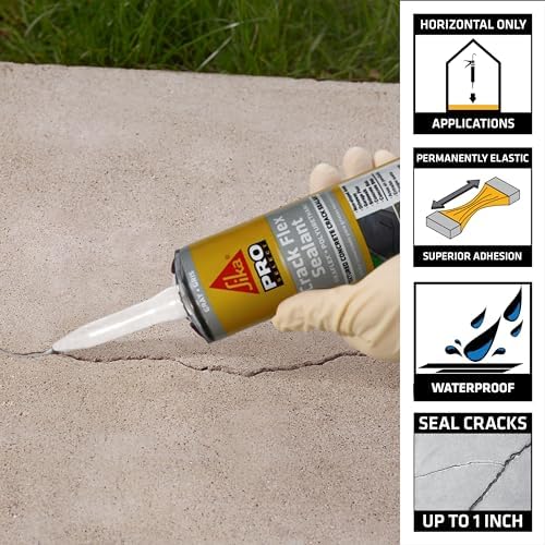 SIKA Sikaflex Crack Flex Sealant, Gray, High-Performance Textured Polyurethane, Self-Leveling, Waterproof Sealant for Horizontal Cracks Up to 1 in Wide, 10.1 fl oz,