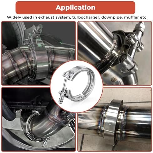 AKIHISA 2.36 Inch V Band Clamp-Stainless Steel_304, for Turbo Exhaust Down pipe Flange Kit, Racing Ford Pickup Truck Exchange Exhaust Accessories